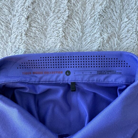 Nike Tiger Woods Polo Shirt Mens Large Purple Striped Golf TW Logo 585786-553 - Picture 8 of 15